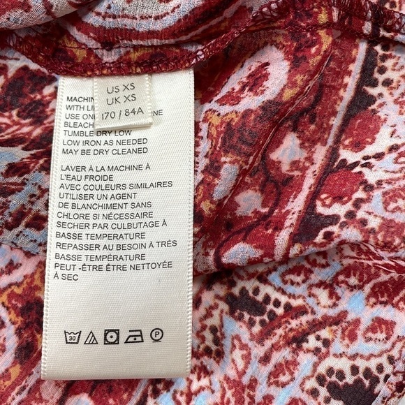 Free People‎ Boho Floral Blouse Women's Size XS Bell Sleeve Peasant Top Comfy - Picture 13 of 15